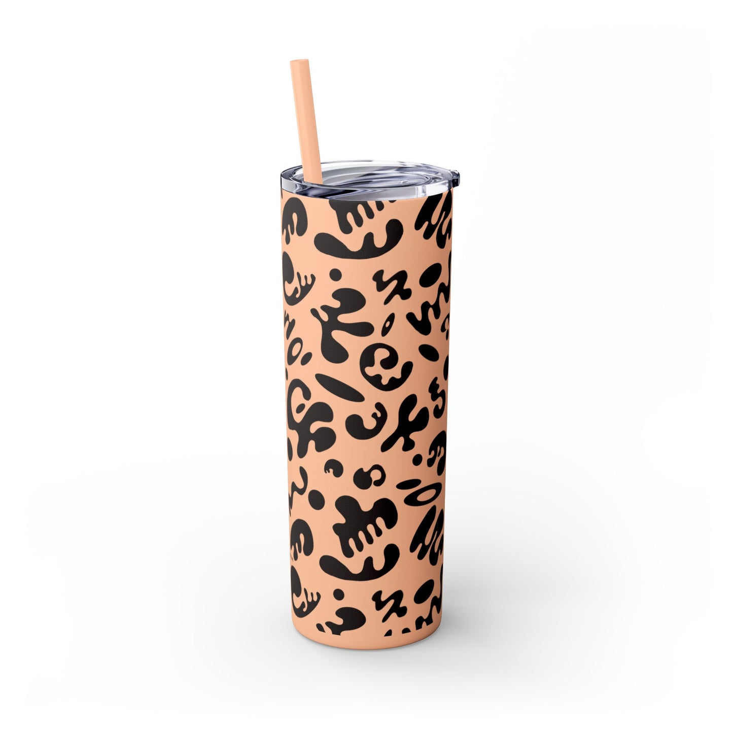 Mirror Work Skinny Color Tumbler w Straw - Smoke Signal Black Print