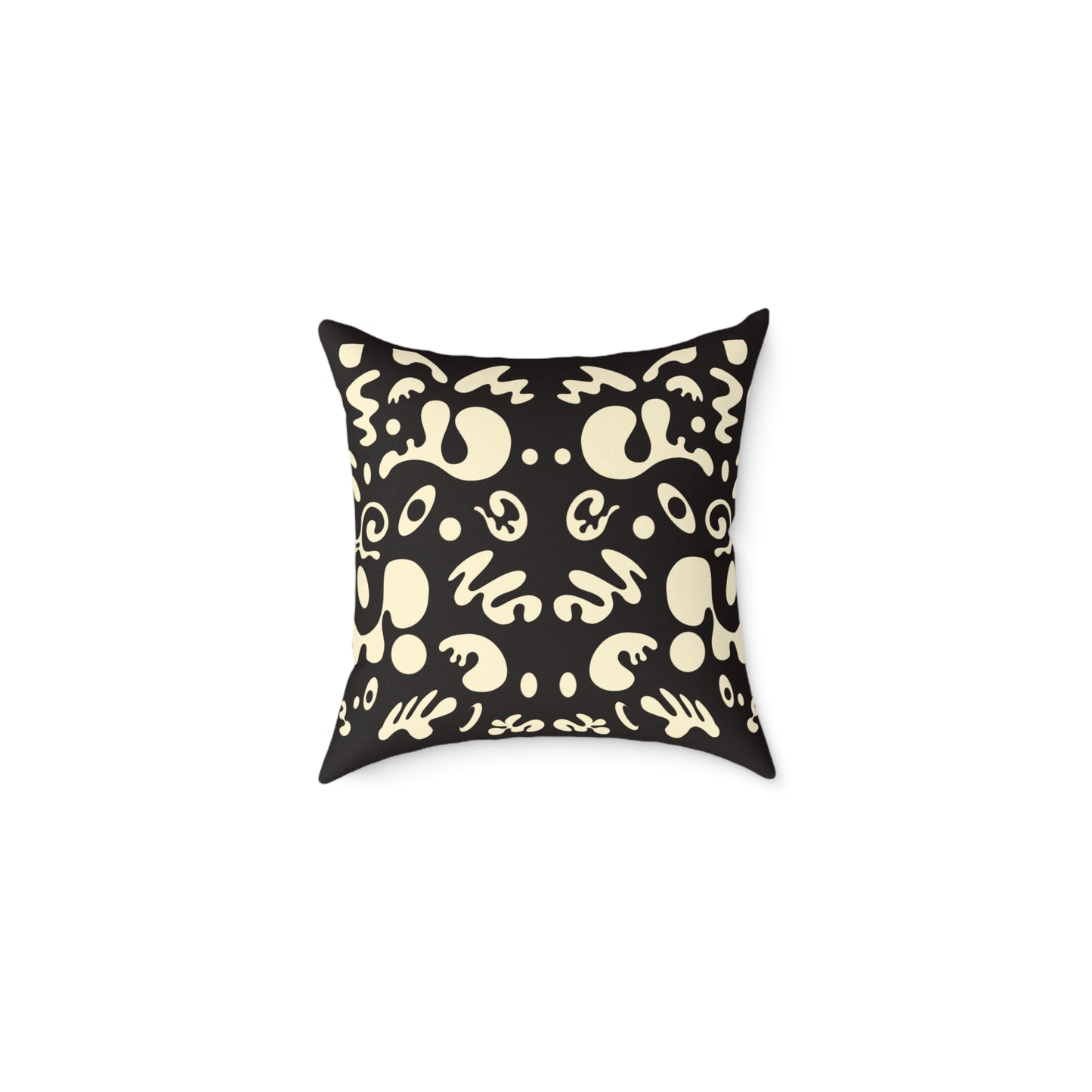 Mirror Work Square Poly Canvas Pillow - Smoke Signal Black