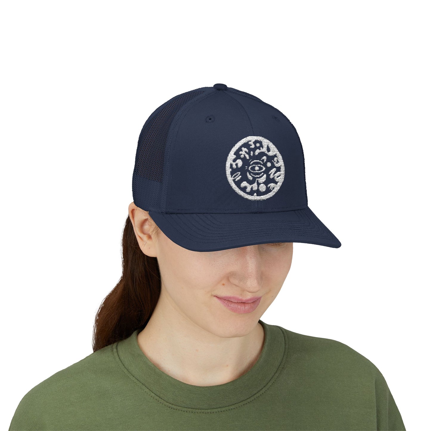 Adorn'd Logo Embroidered Retro Trucker Hat - Starlight White