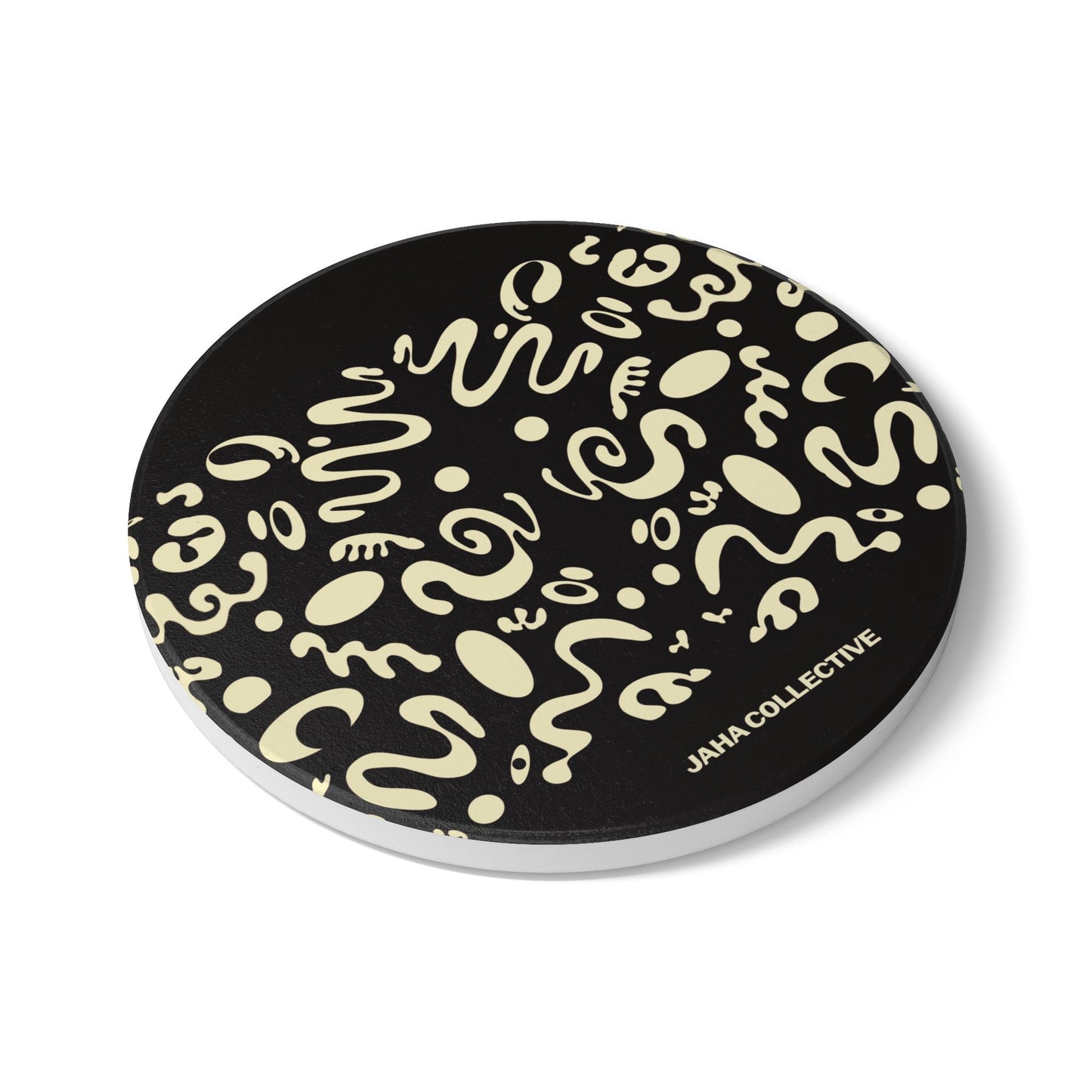 Mirror Work Ceramic Coaster (Square or Circle) - Smoke Signal Black