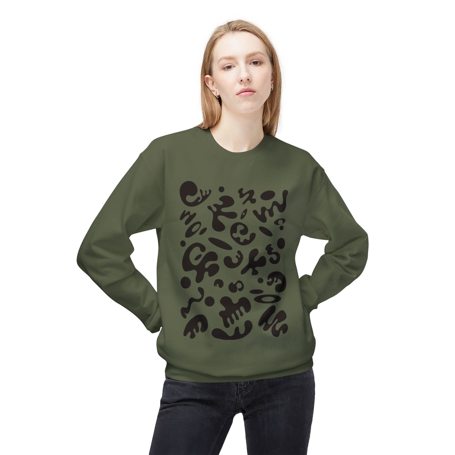 Pure Imagination Unisex Midweight Softstyle Fleece Crewneck Sweatshirt - Smoke Signal Black Print