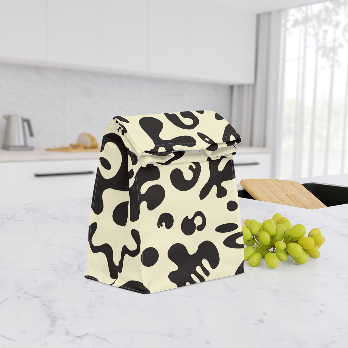 Pure Imagination Magnetic Roll Top Fabric Lunch Bag - Blank Page White