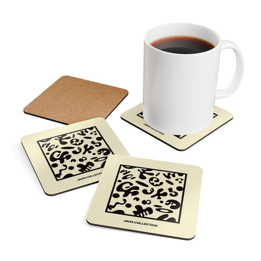 Adorn'd Minimalist Square Corkwood Coaster Set (4) - Blank Page White