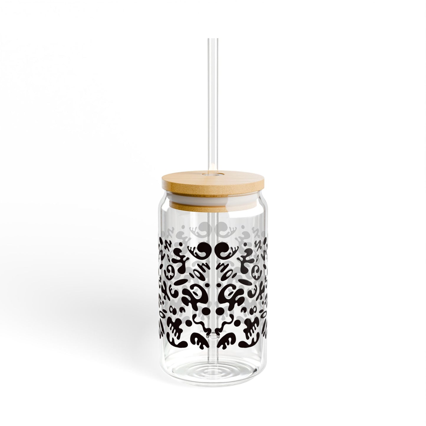 Mirror Work Sipper Glass with Bamboo Lid (16oz)