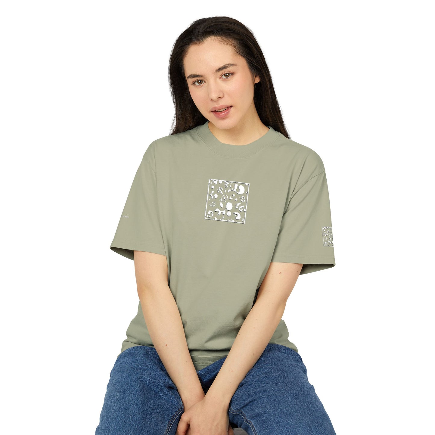 Adorn'd Minimalist Embroidered Unisex Heavy Faded Tee - Blank Page White