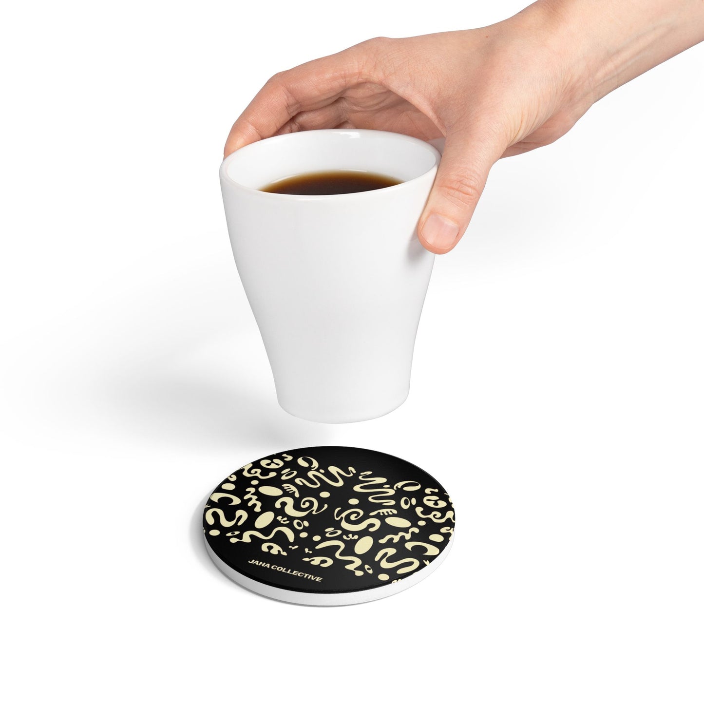 Mirror Work Ceramic Coaster (Square or Circle) - Smoke Signal Black