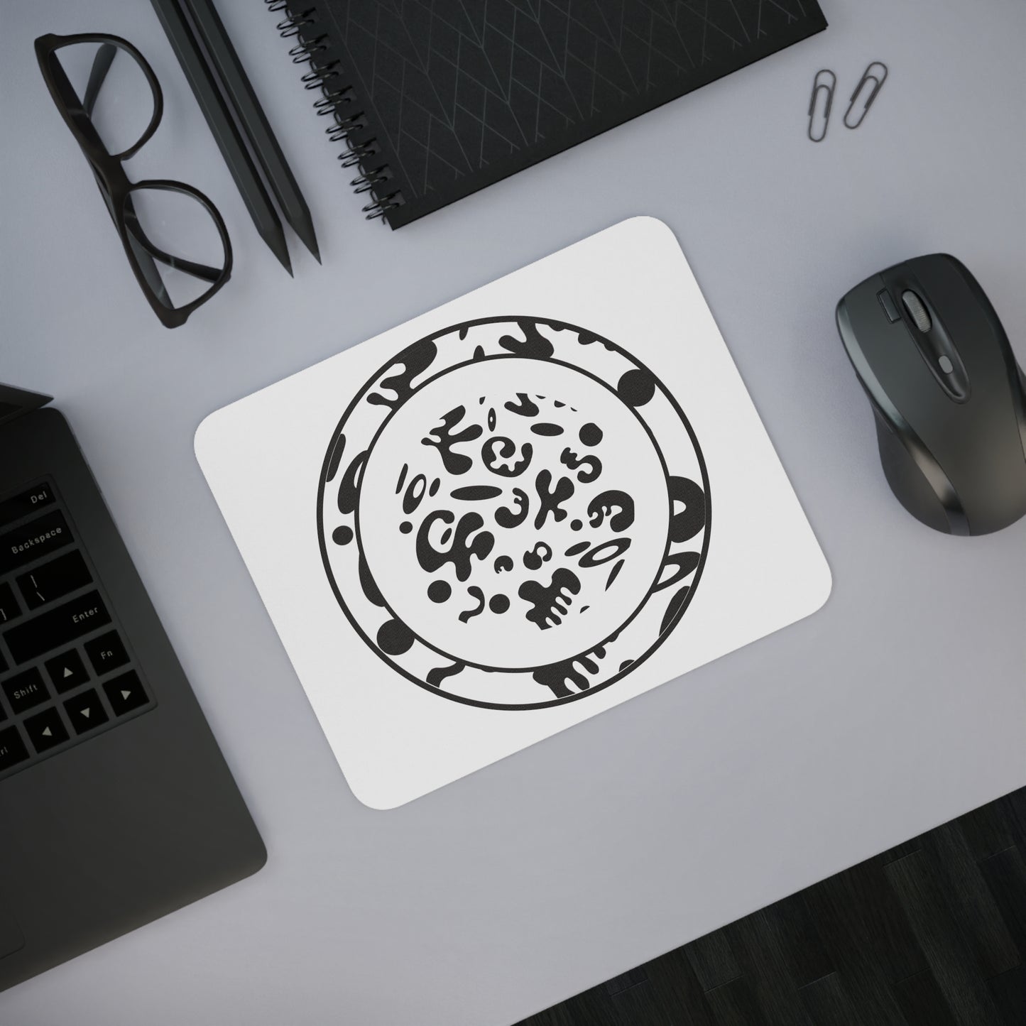 Adorn'd Circle Mouse Pad - Starlight White