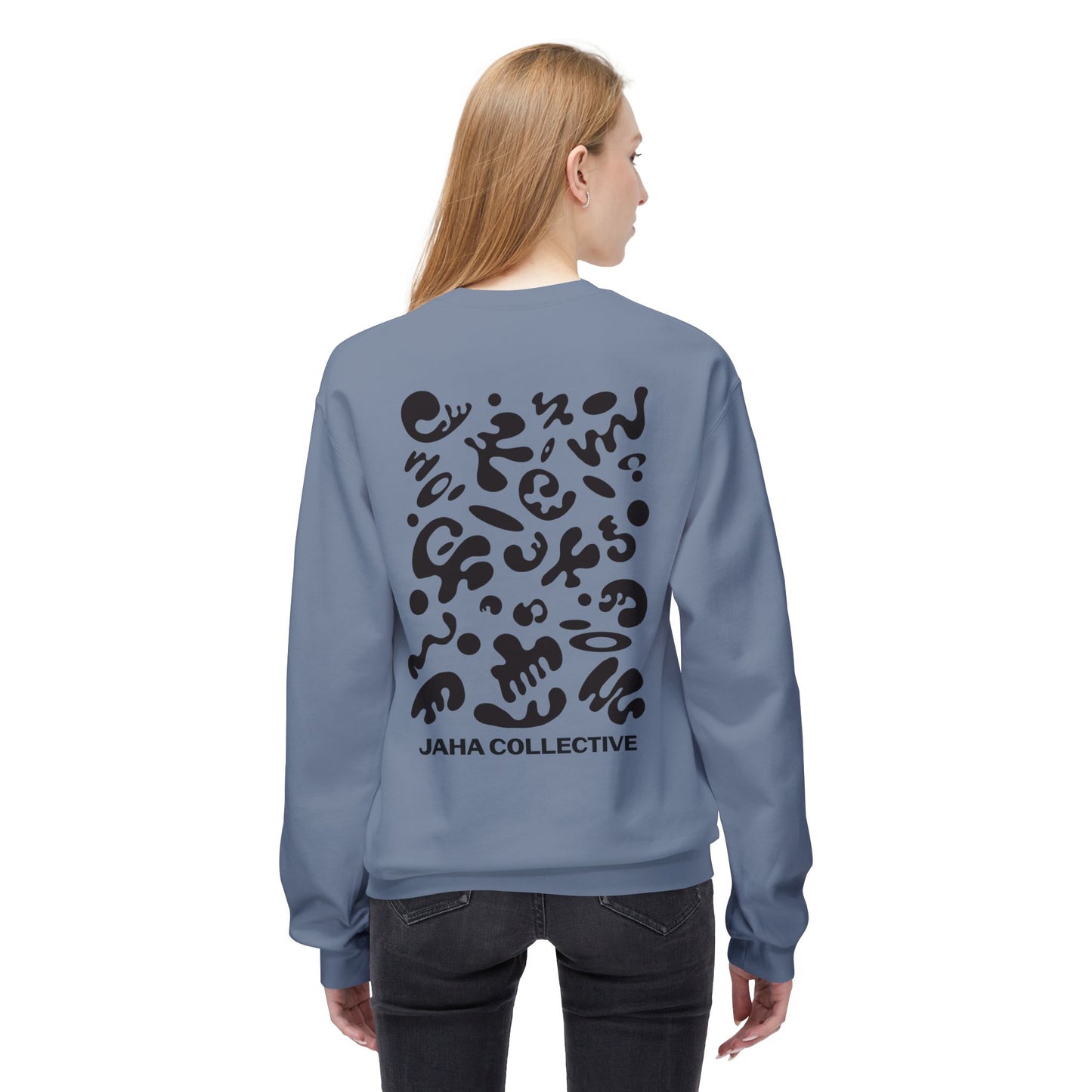 Pure Imagination Unisex Midweight Softstyle Fleece Crewneck Sweatshirt - Smoke Signal Black Print