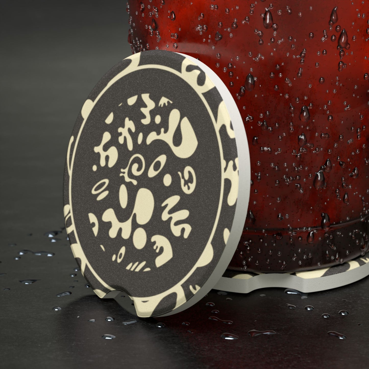 Adorn'd Soapstone Car Coaster - Smoke Signal Black