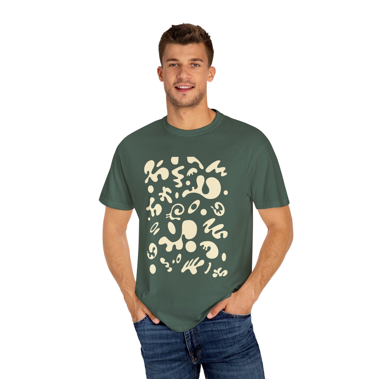 Pure Imagination Unisex Garment-Dyed T-Shirt (Cool Neutrals) - Blank Page White Print