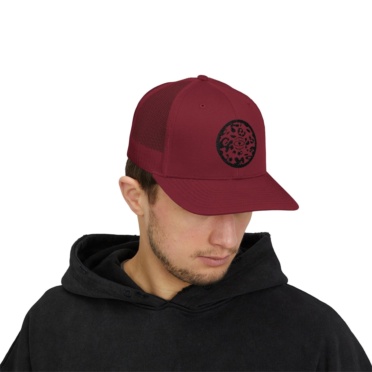 Adorn'd Logo Embroidered Retro Trucker Hat - Smoke Signal Black