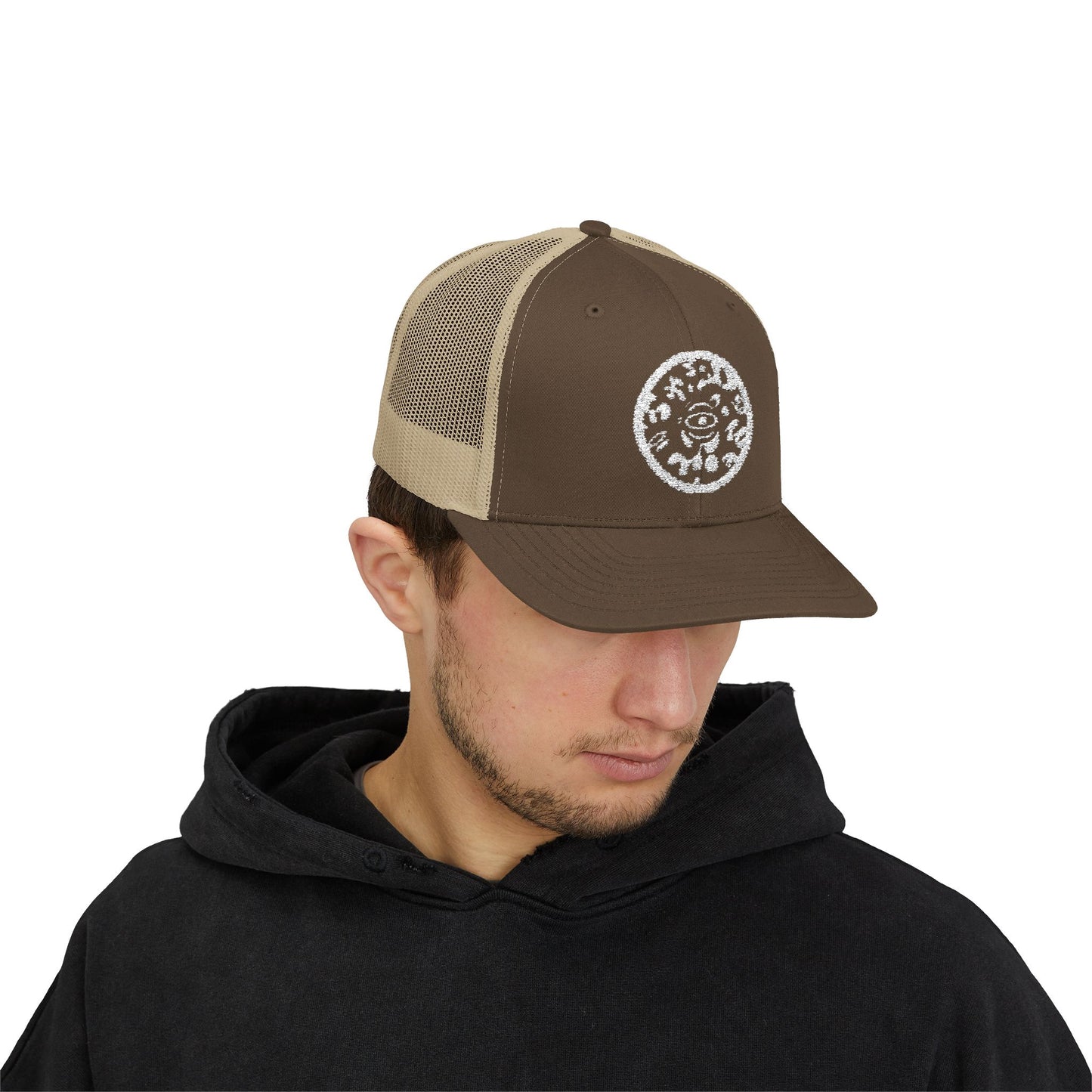 Adorn'd Logo Embroidered Retro Trucker Hat - Starlight White