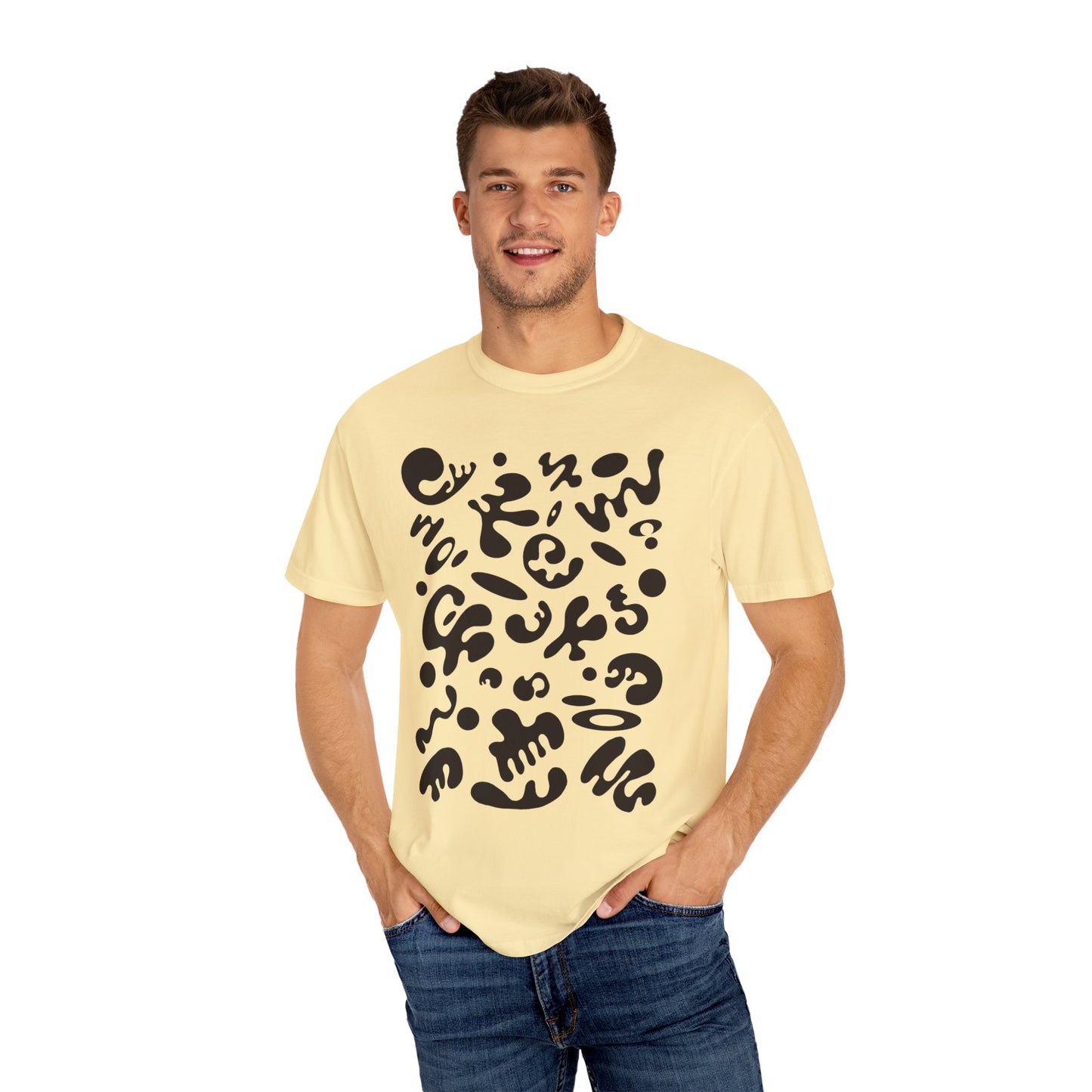 Pure Imagination Unisex Garment-Dyed T-Shirt (Warm Neutrals) - Smoke Signal Black Print
