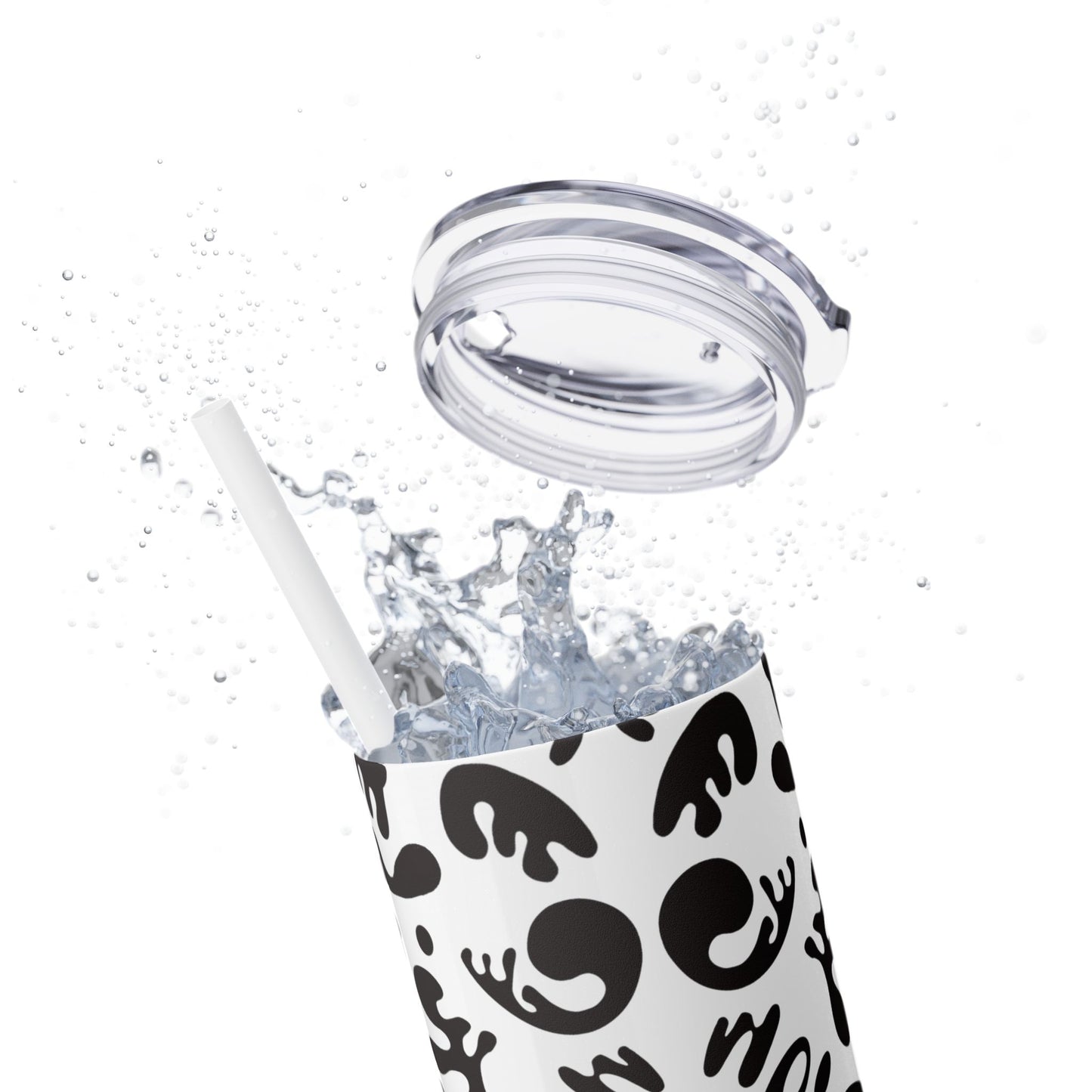 Mirror Work Skinny Color Tumbler w Straw - Smoke Signal Black Print