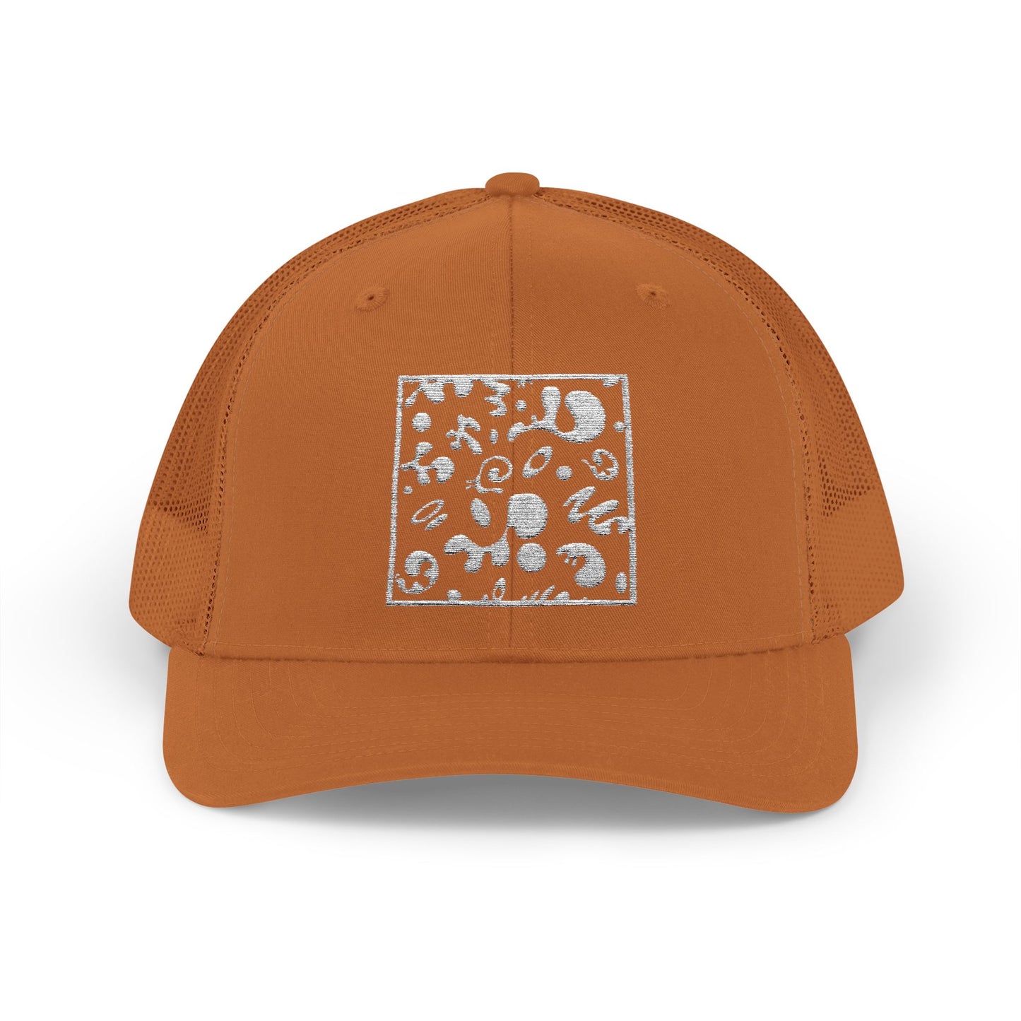 Adorn'd Square Embroidered Retro Trucker Hat - Starlight White