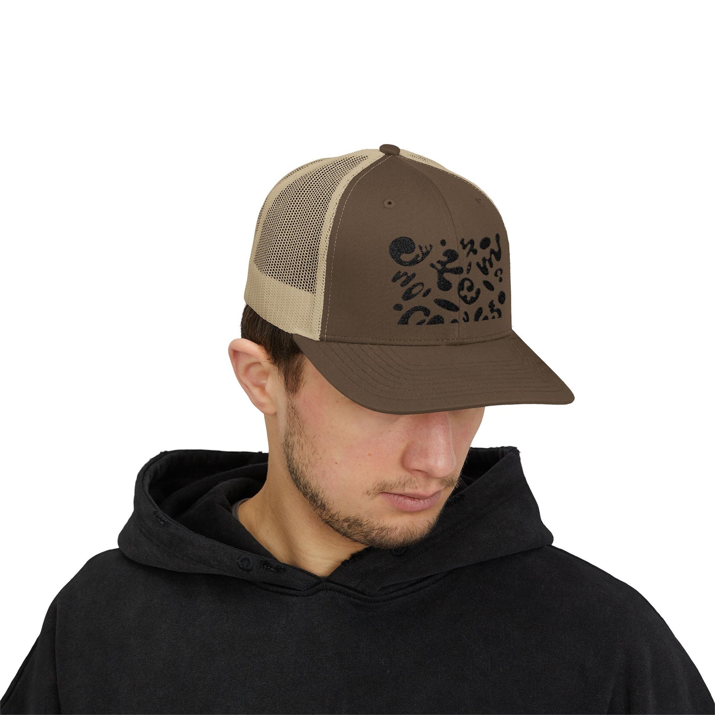 Pure Imagination Embroidered Retro Trucker Hat - Smoke Signal Black