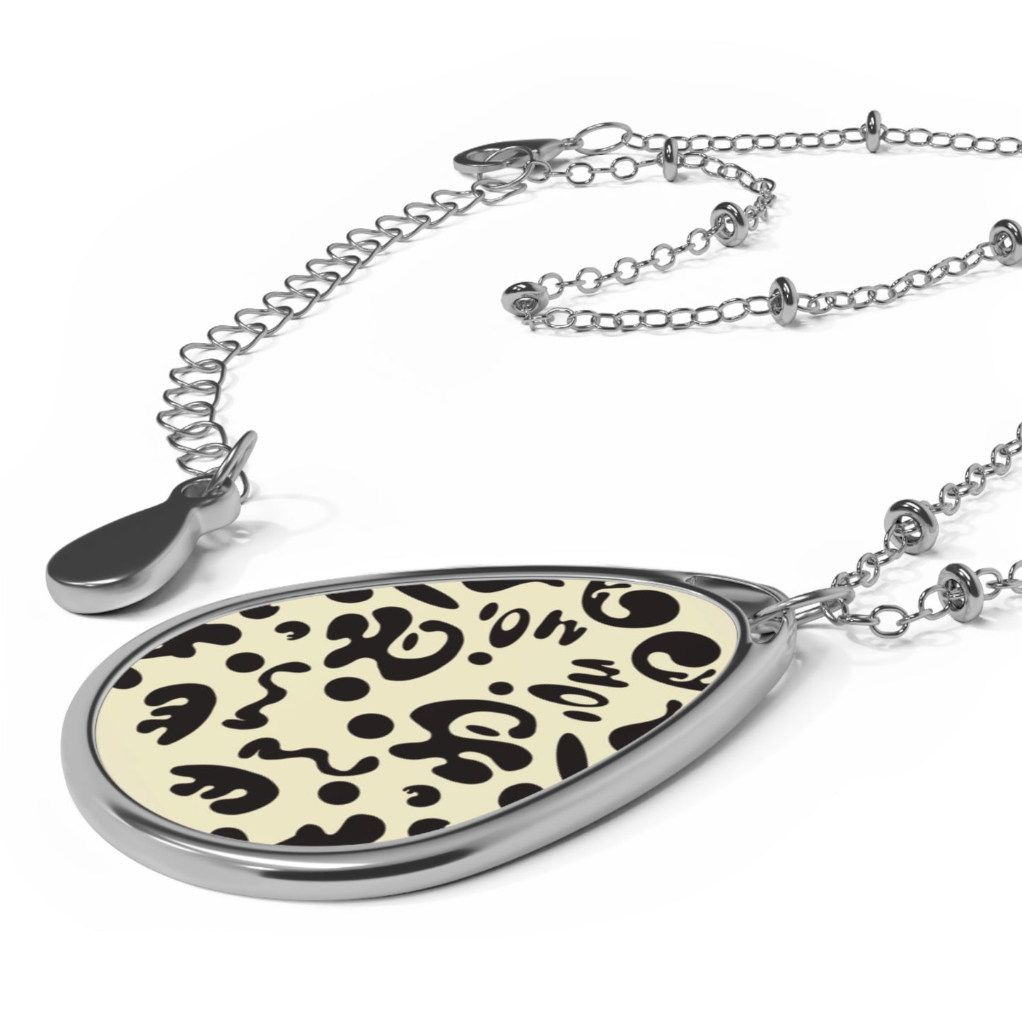 Mirror Work Color Oval Necklace - Blank Page