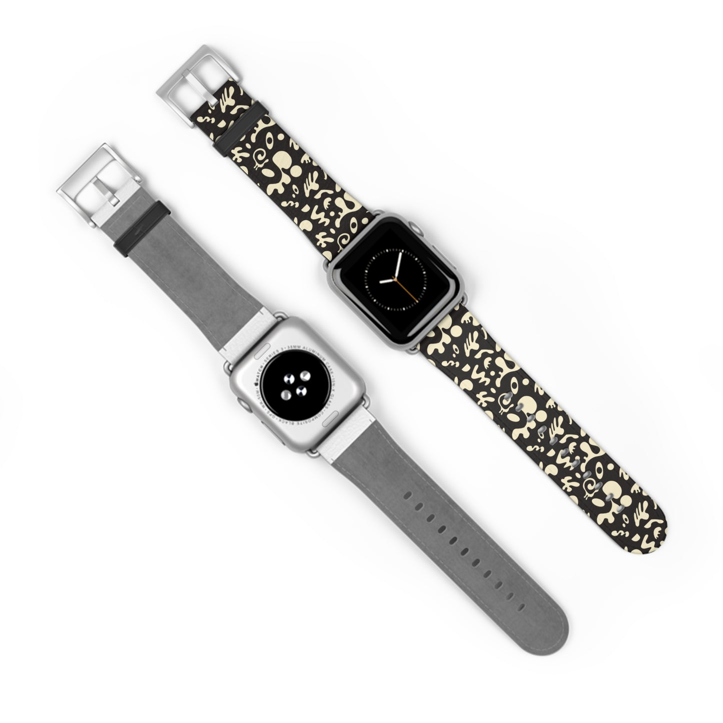 Adorn'd Faux Leather Apple Watch Band - Smoke Signal Black
