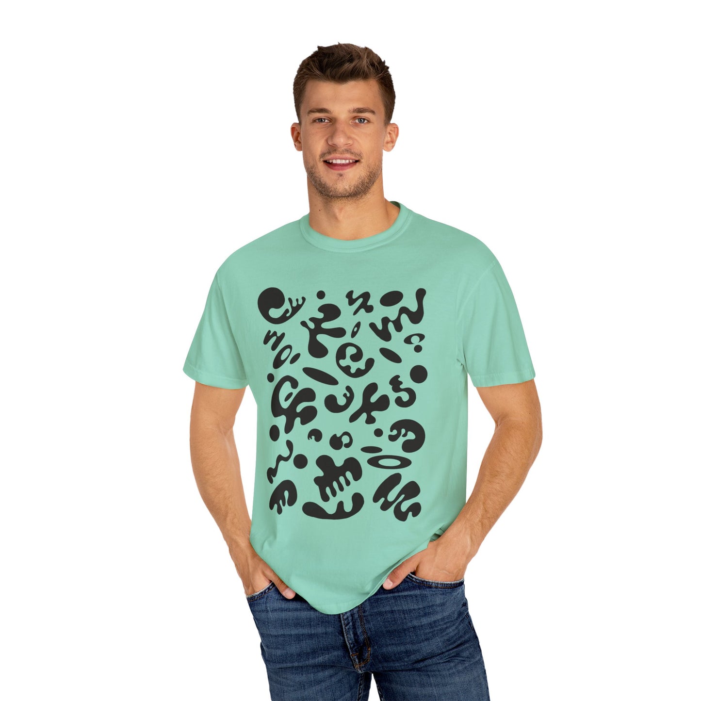 Pure Imagination Unisex Garment-Dyed T-Shirt (Cool Neutrals) - Smoke Signal Black Print