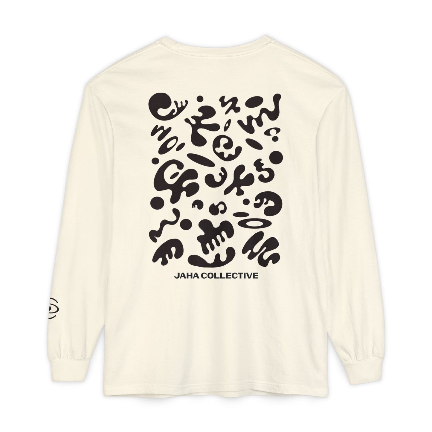 Pure Imagination Unisex Garment Dyed Long Sleeve T-Shirt - Smoke Signal Black Print