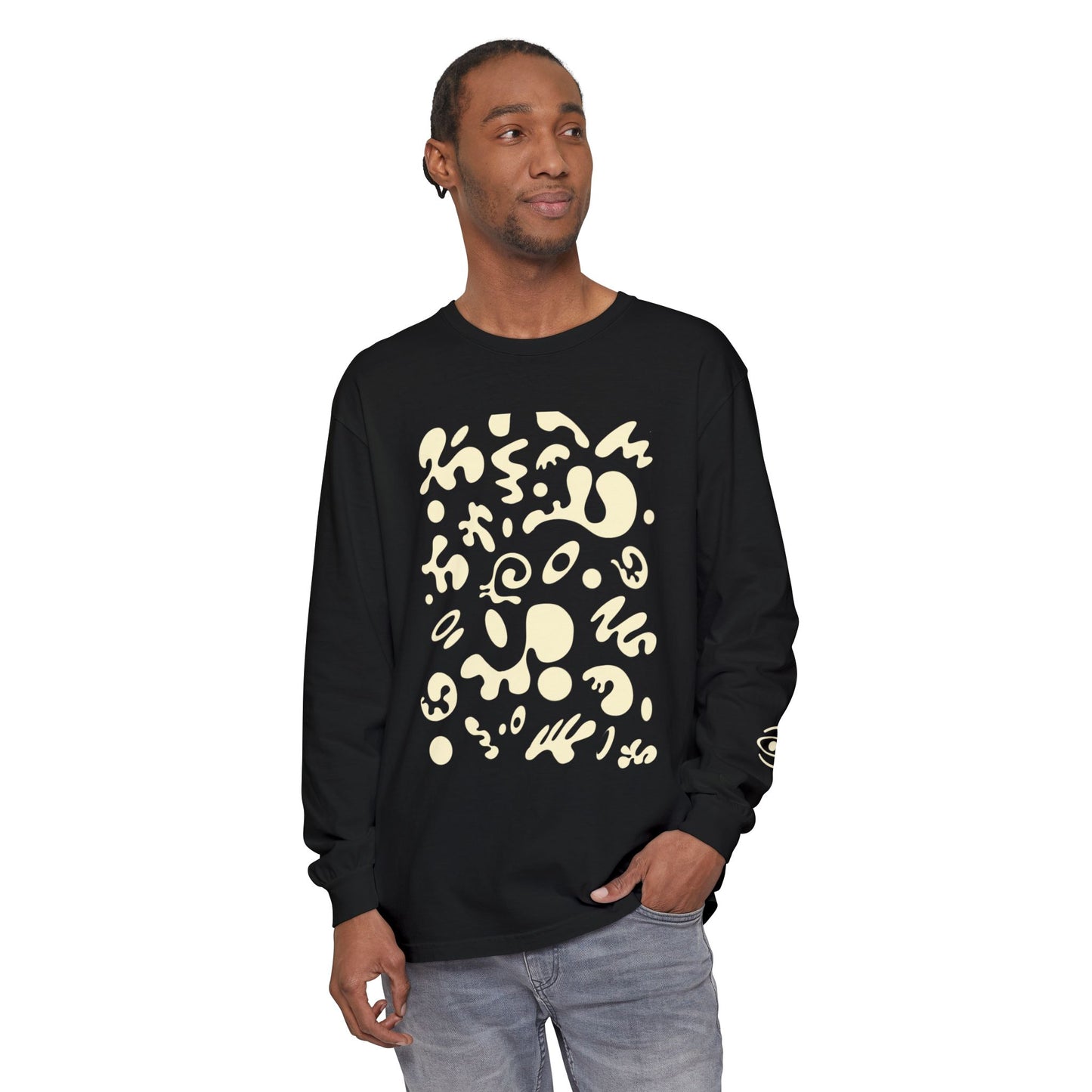 Pure Imagination Unisex Garment-Dyed Long Sleeve T-Shirt - Blank Page White Print