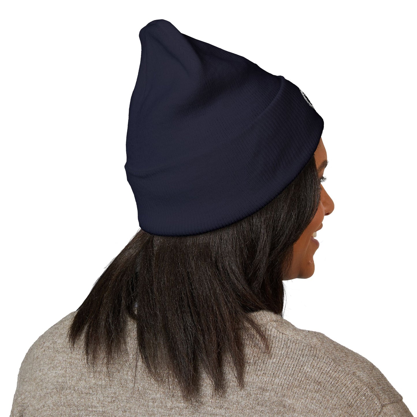 Adorn'd Logo Embroidered Classic Cuffed Beanie - Starlight White