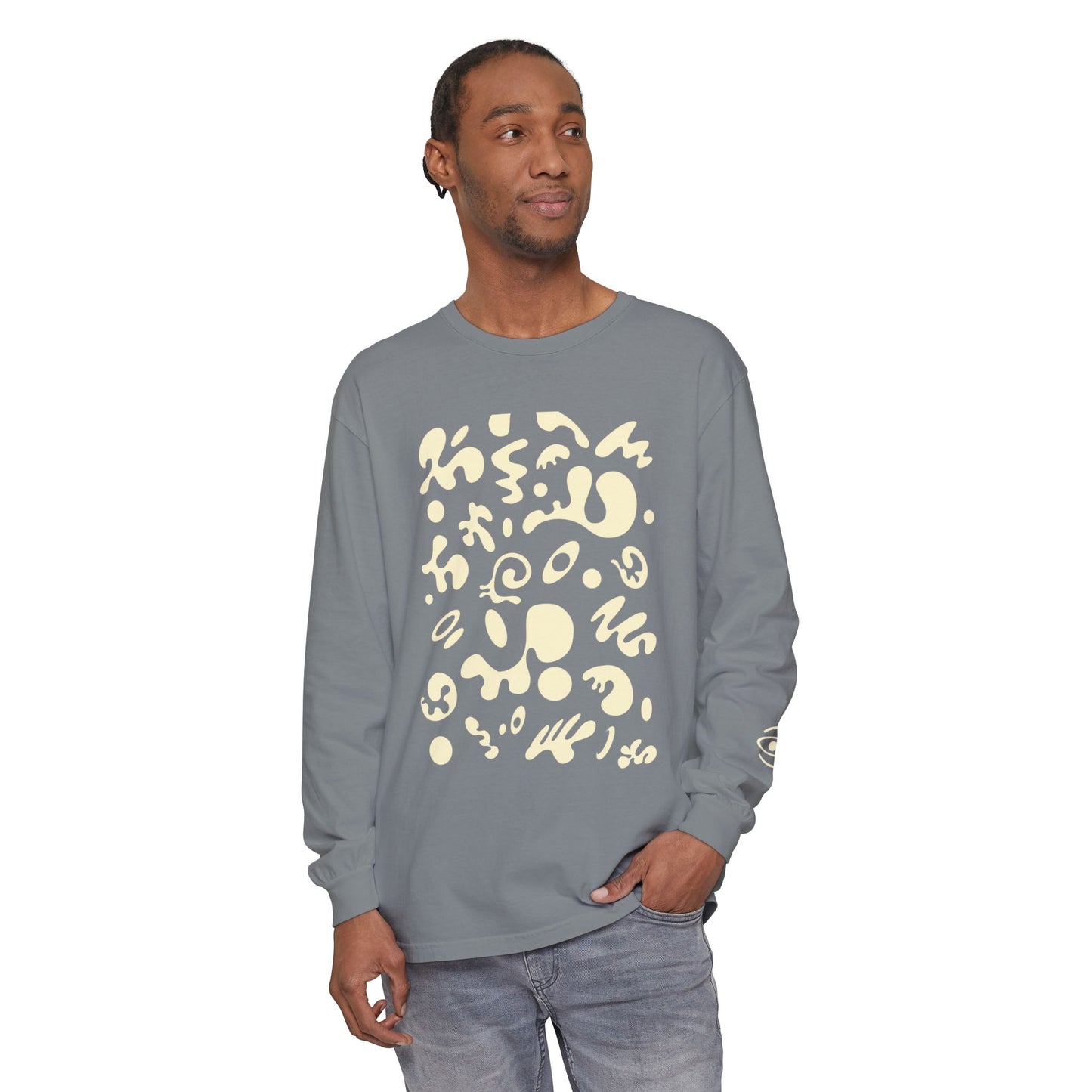 Pure Imagination Unisex Garment-Dyed Long Sleeve T-Shirt - Blank Page White Print