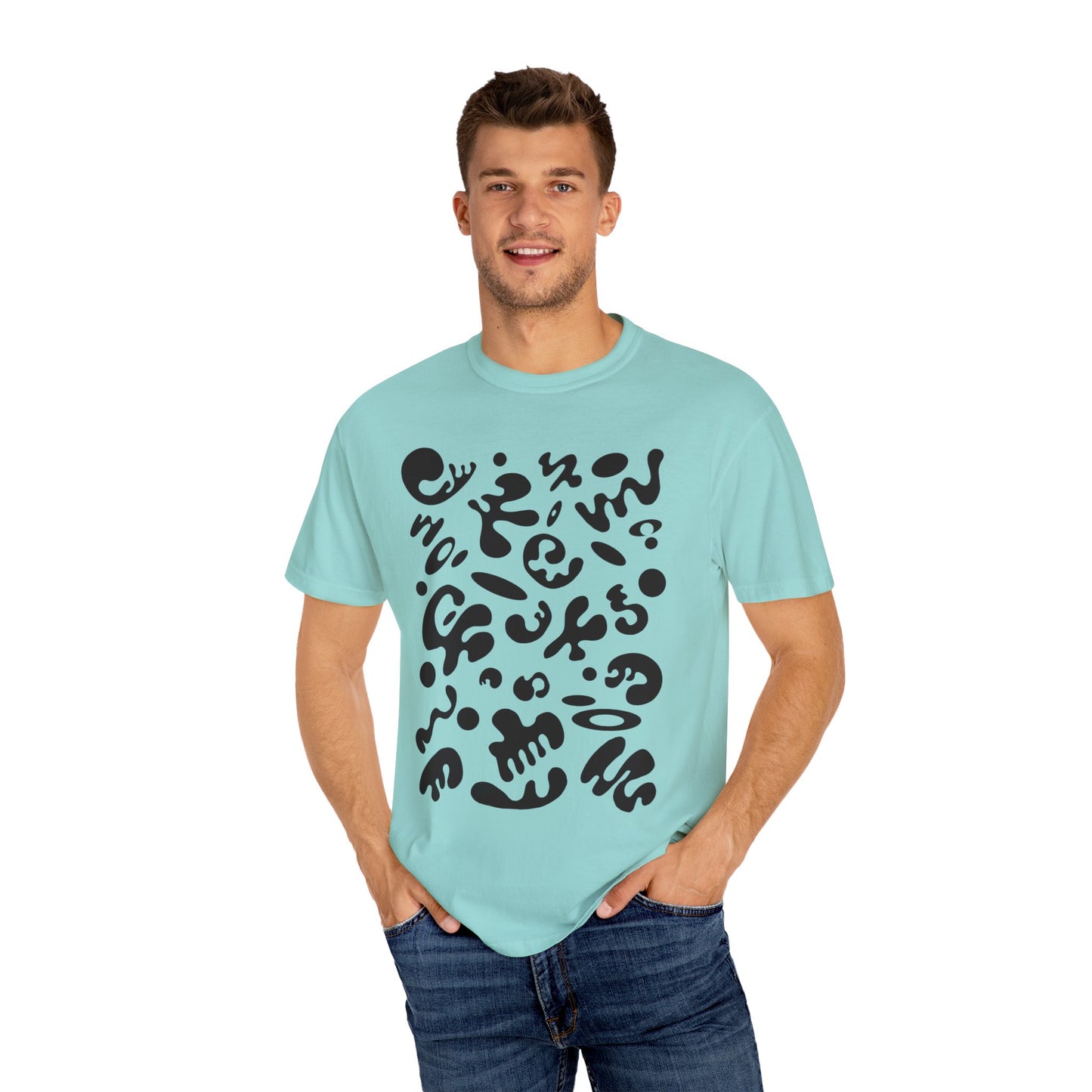 Pure Imagination Unisex Garment-Dyed T-Shirt (Cool Neutrals) - Smoke Signal Black Print