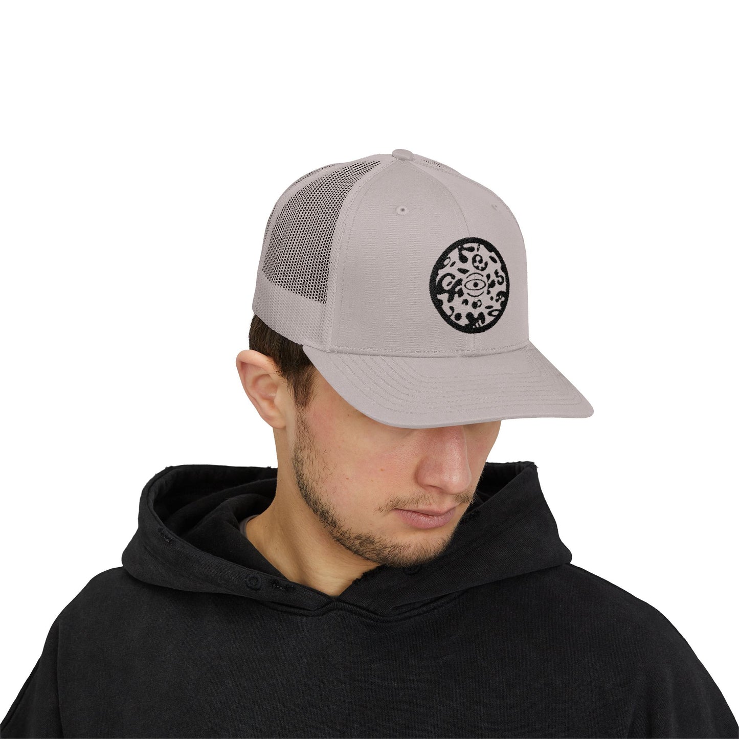 Adorn'd Logo Embroidered Retro Trucker Hat - Smoke Signal Black