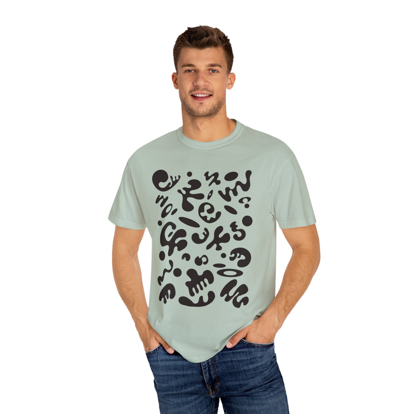 Pure Imagination Unisex Garment-Dyed T-Shirt (Cool Neutrals) - Smoke Signal Black Print