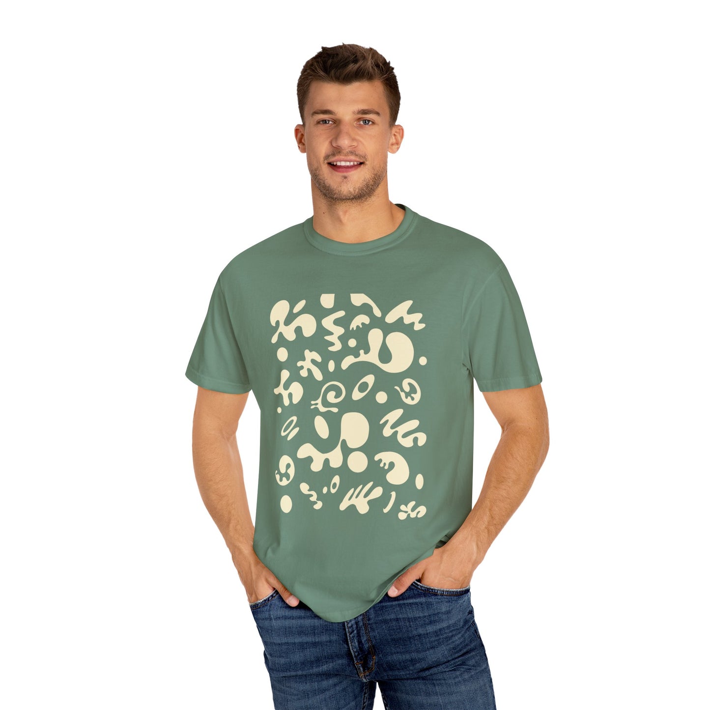 Pure Imagination Unisex Garment-Dyed T-Shirt (Cool Neutrals) - Blank Page White Print