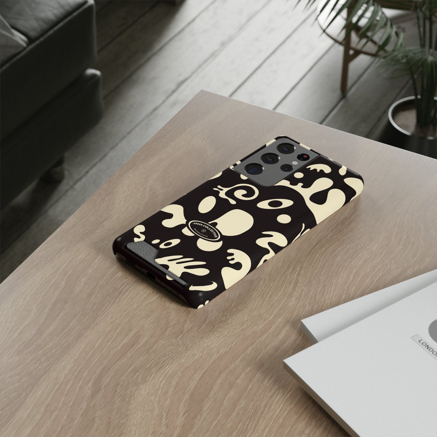 Pure Imagination Phone Case w Card Holder - Smoke Signal Black