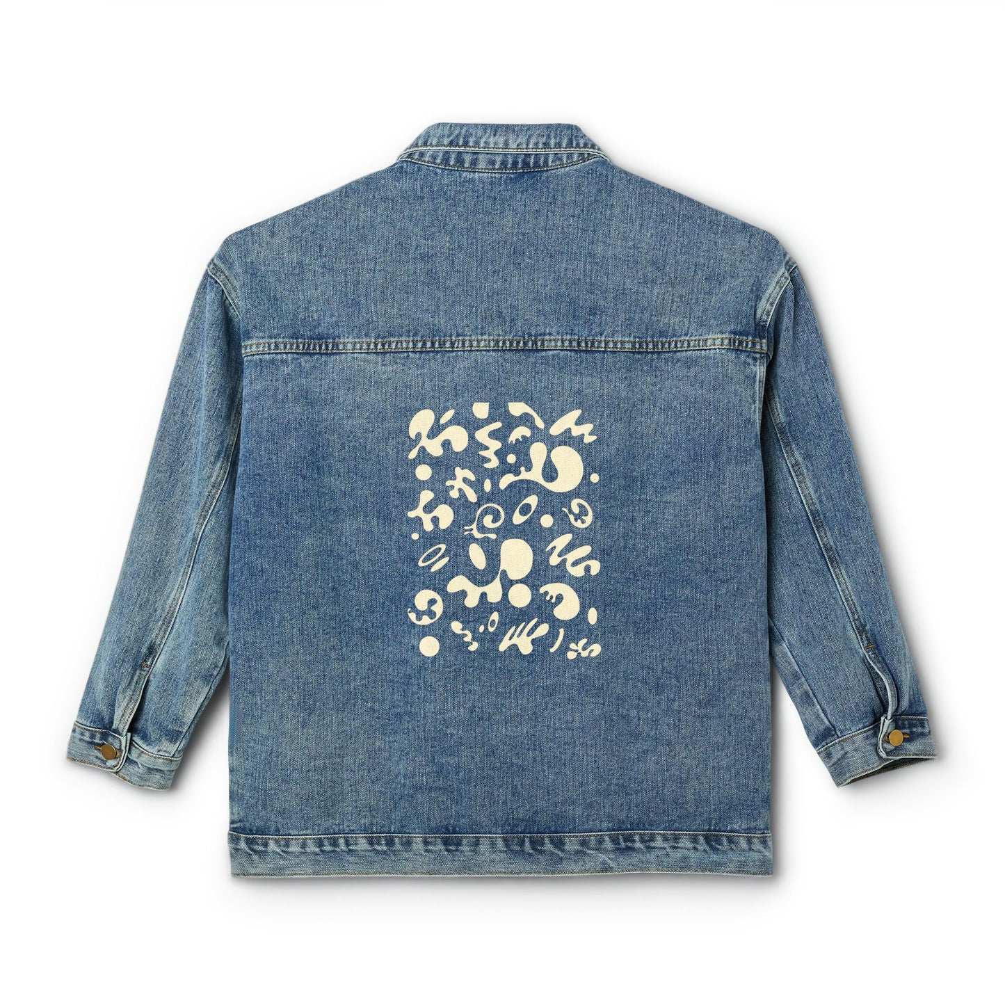 Bright Future Denim Jacket with Unique Back Design - Blank Page White