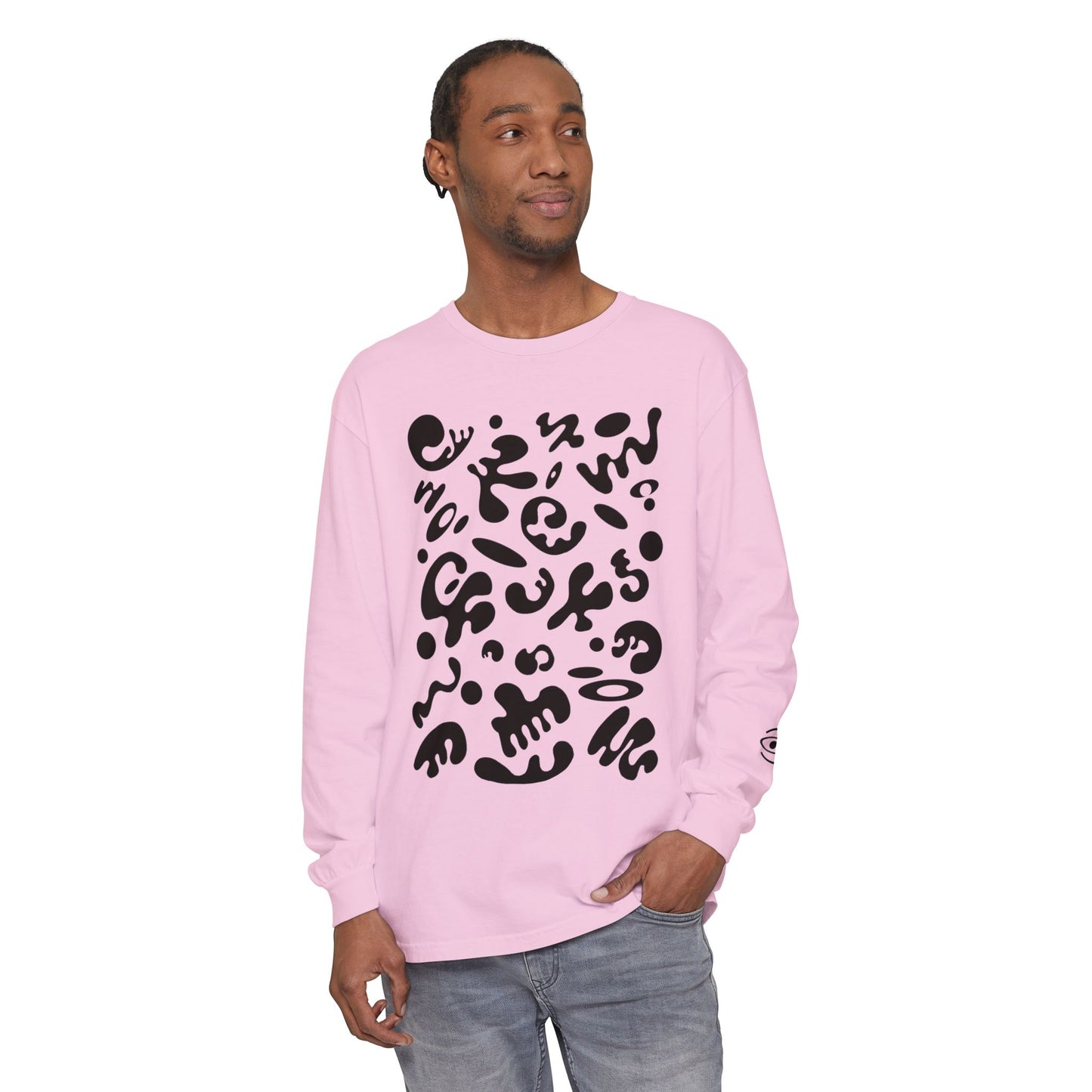 Pure Imagination Unisex Garment Dyed Long Sleeve T-Shirt - Smoke Signal Black Print