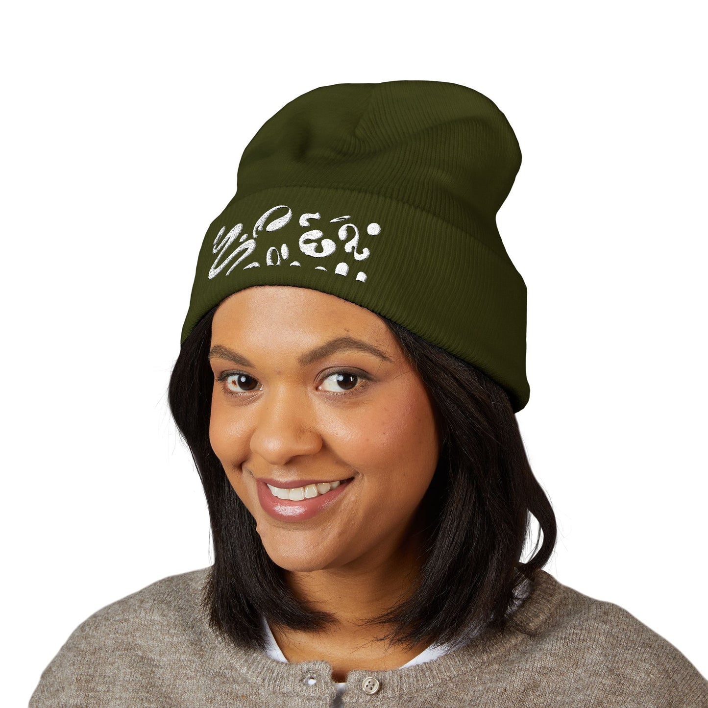 Pure Imagination Embroidered Classic Cuffed Beanie - Starlight White