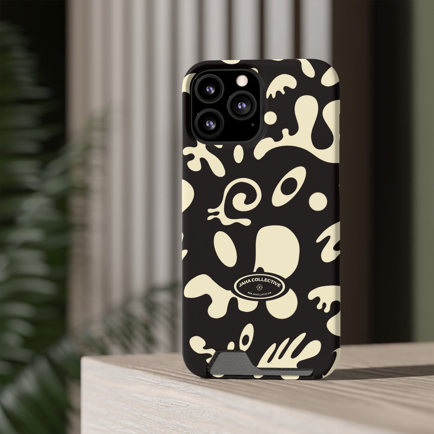 Pure Imagination Phone Case w Card Holder - Smoke Signal Black
