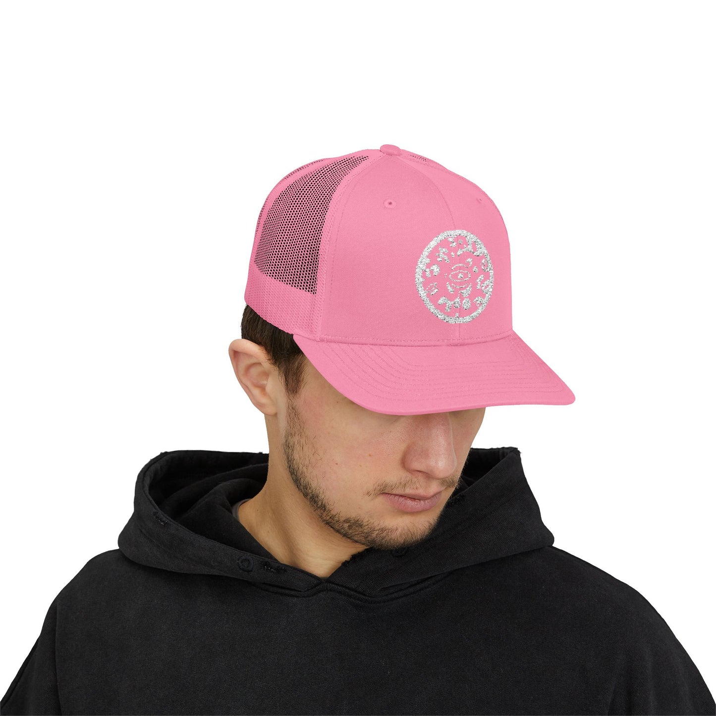 Adorn'd Logo Embroidered Retro Trucker Hat - Starlight White
