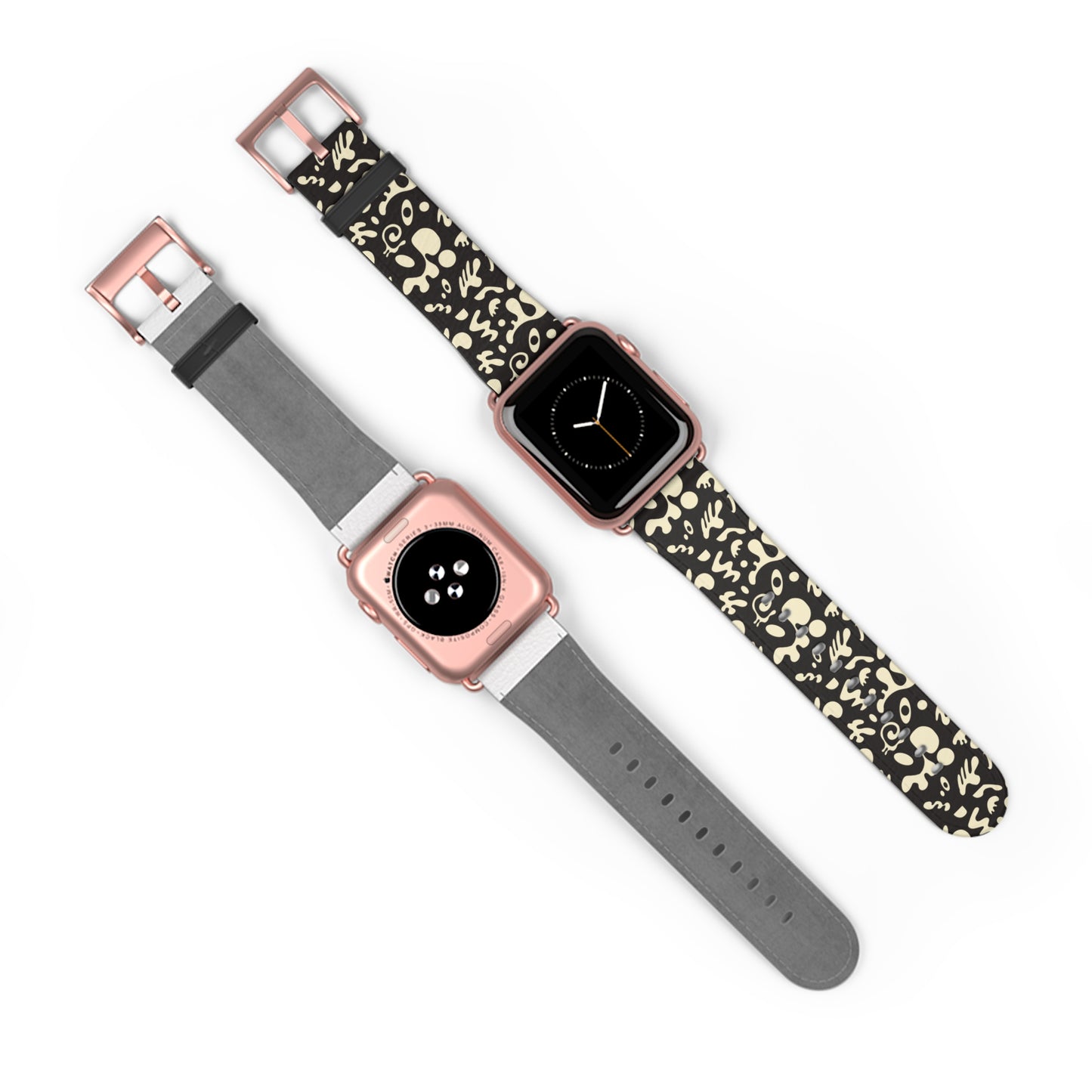 Adorn'd Faux Leather Apple Watch Band - Smoke Signal Black