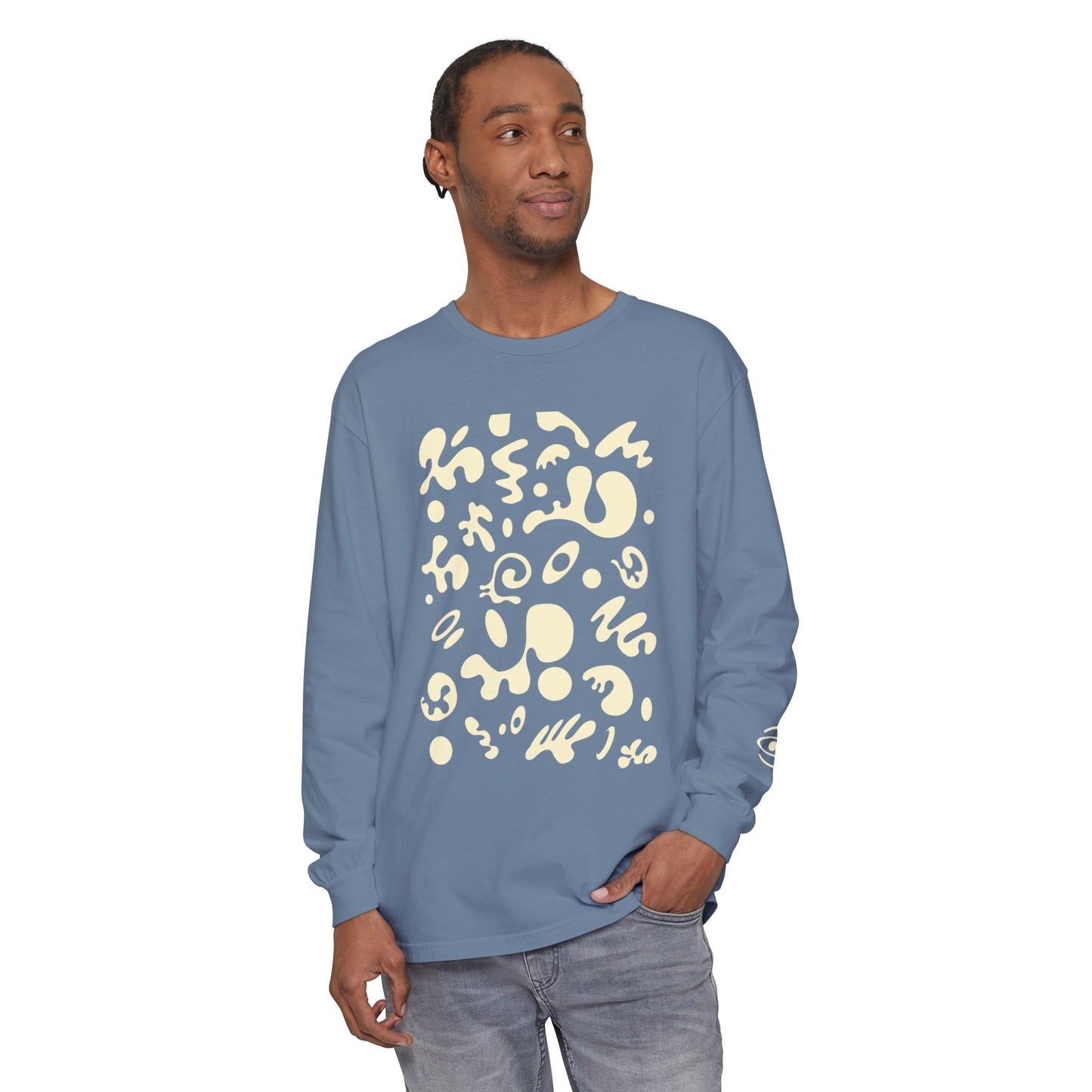 Pure Imagination Unisex Garment-Dyed Long Sleeve T-Shirt - Blank Page White Print