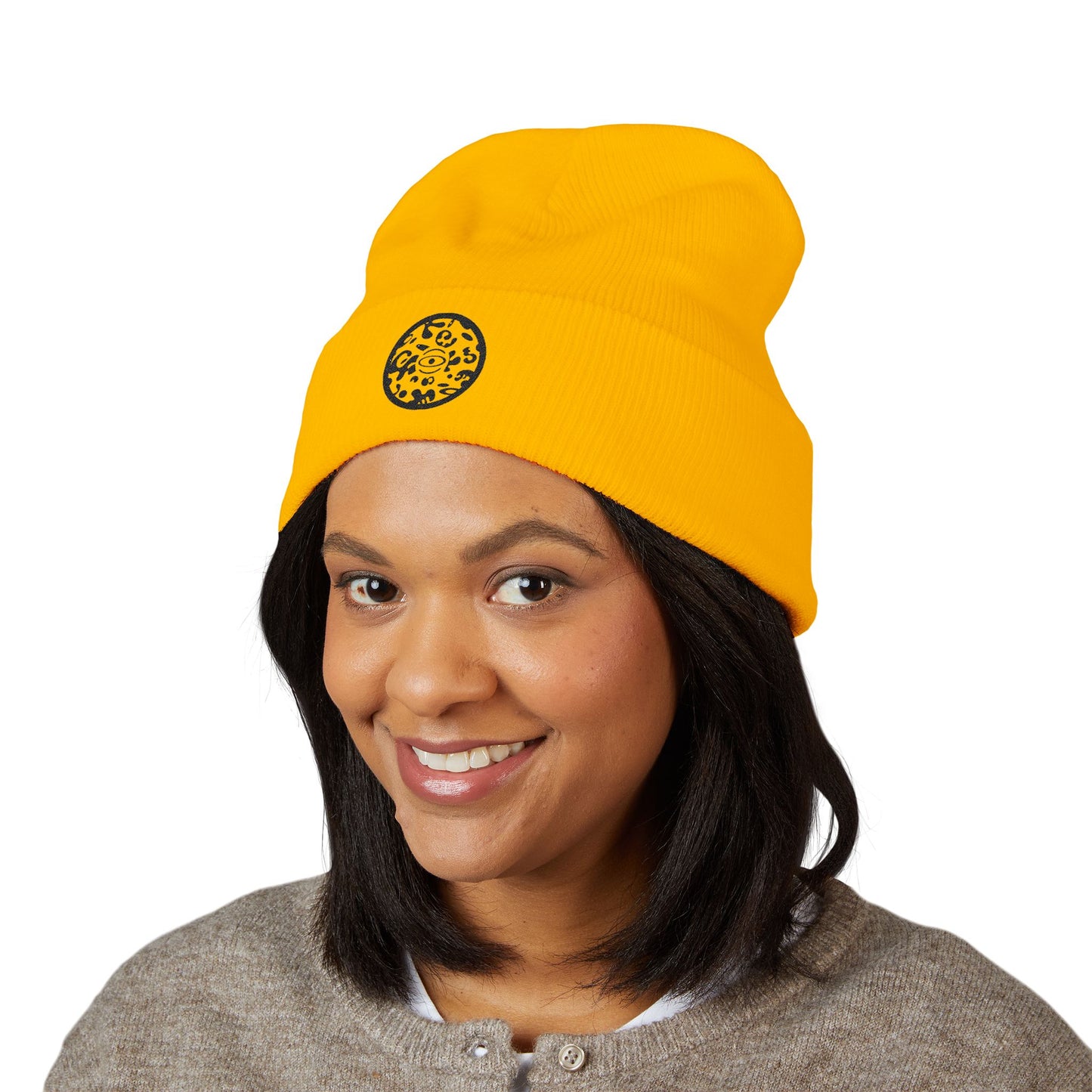Adorn'd Logo Embroidered Classic Cuffed Beanie - Smoke Signal Black