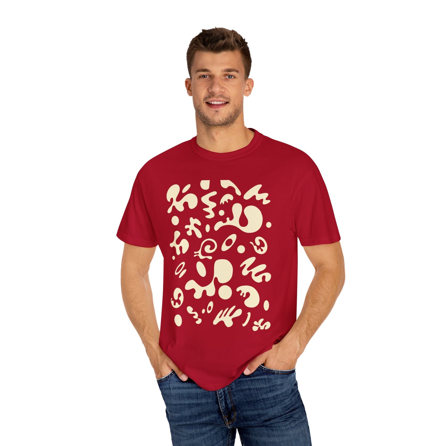 Pure Imagination Unisex Garment Dyed T-Shirt (Warm Neutrals) - Blank Page White Print