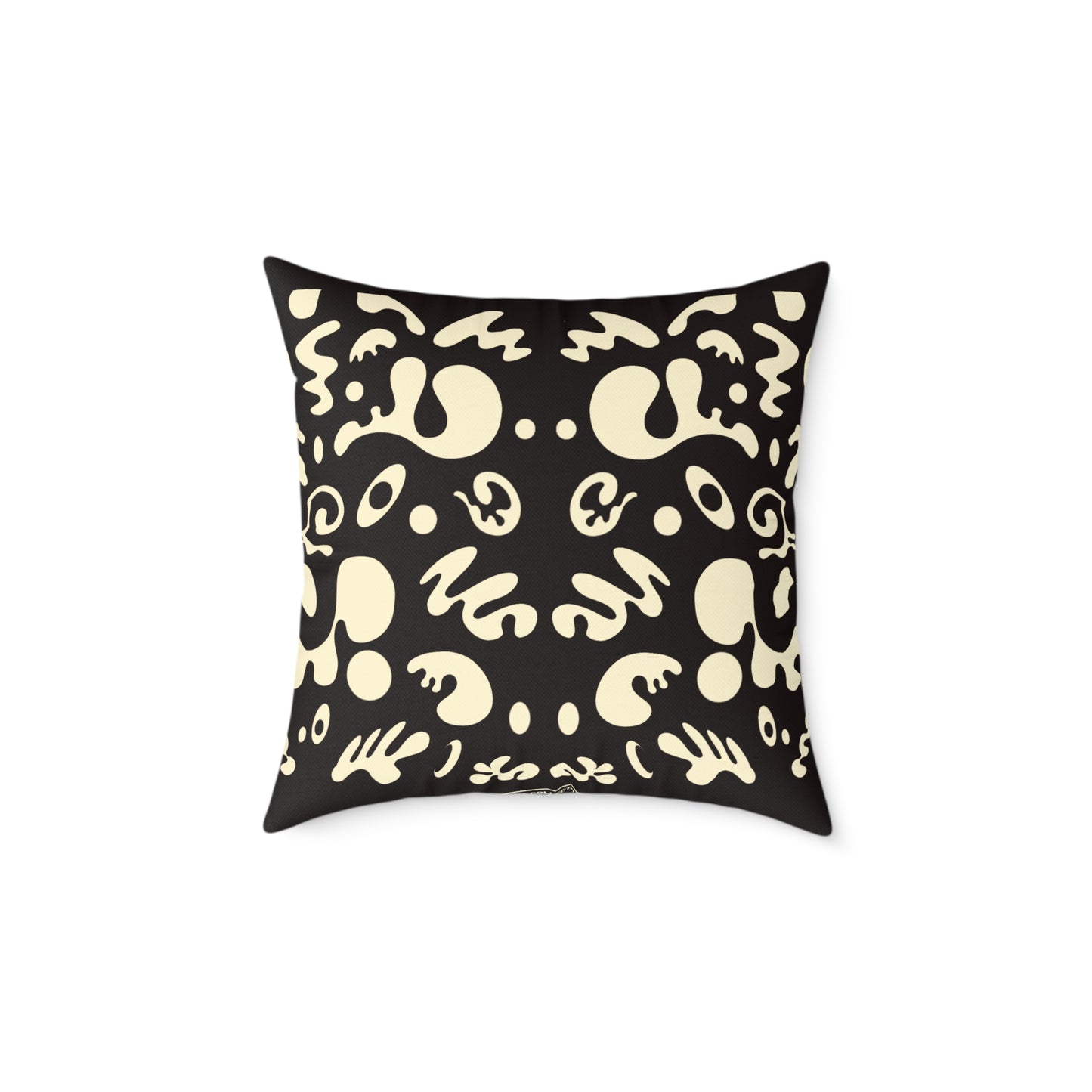 Mirror Work Square Poly Canvas Pillow - Smoke Signal Black