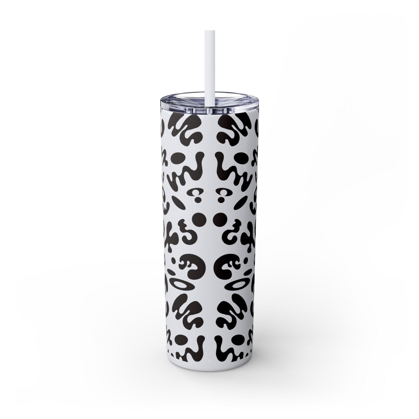 Mirror Work Skinny Color Tumbler w Straw - Smoke Signal Black Print
