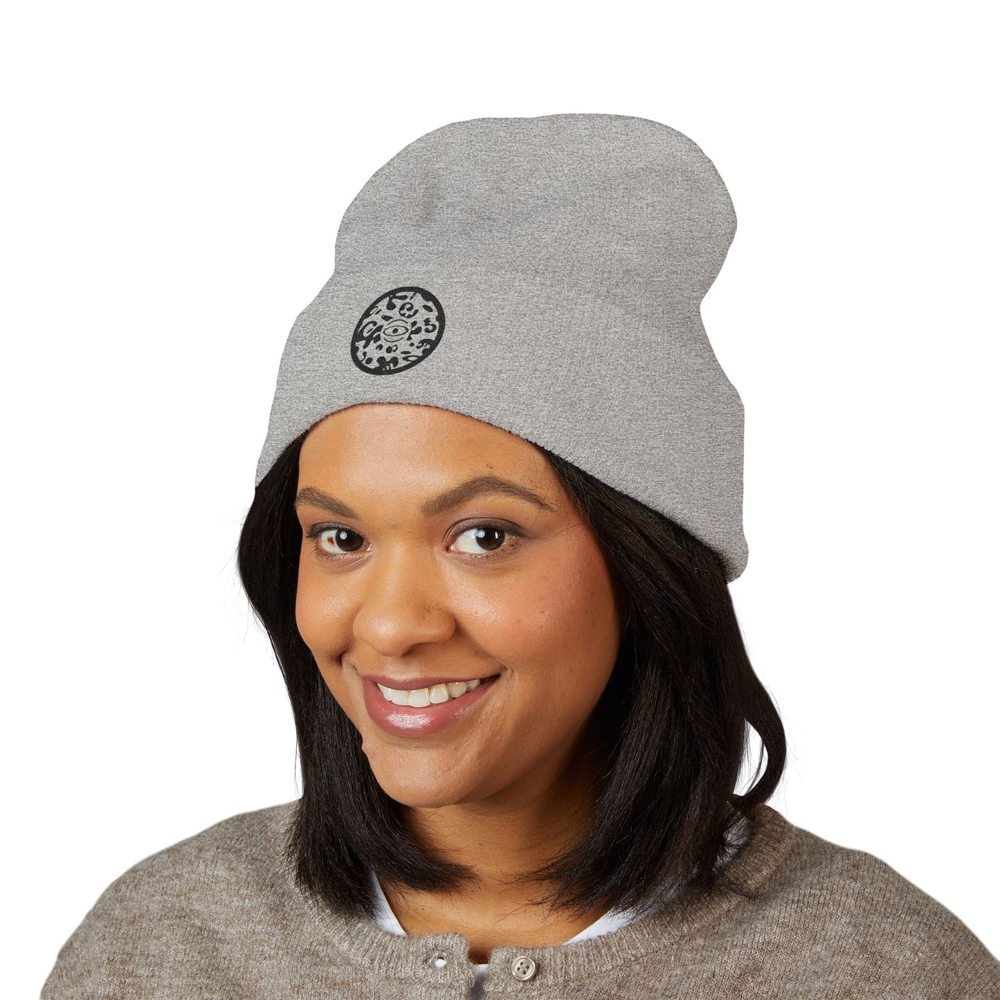 Adorn'd Logo Embroidered Classic Cuffed Beanie - Smoke Signal Black