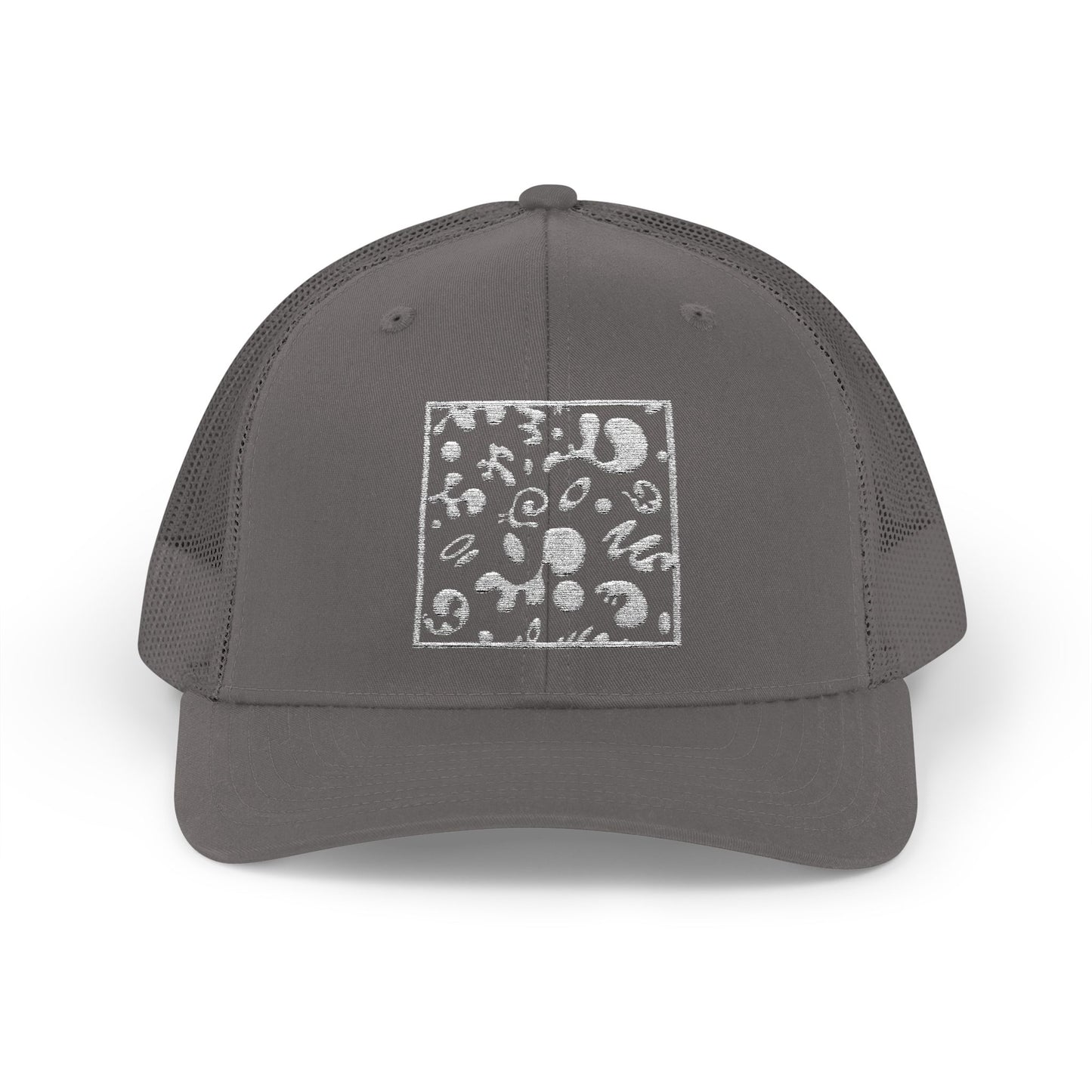 Adorn'd Square Embroidered Retro Trucker Hat - Starlight White