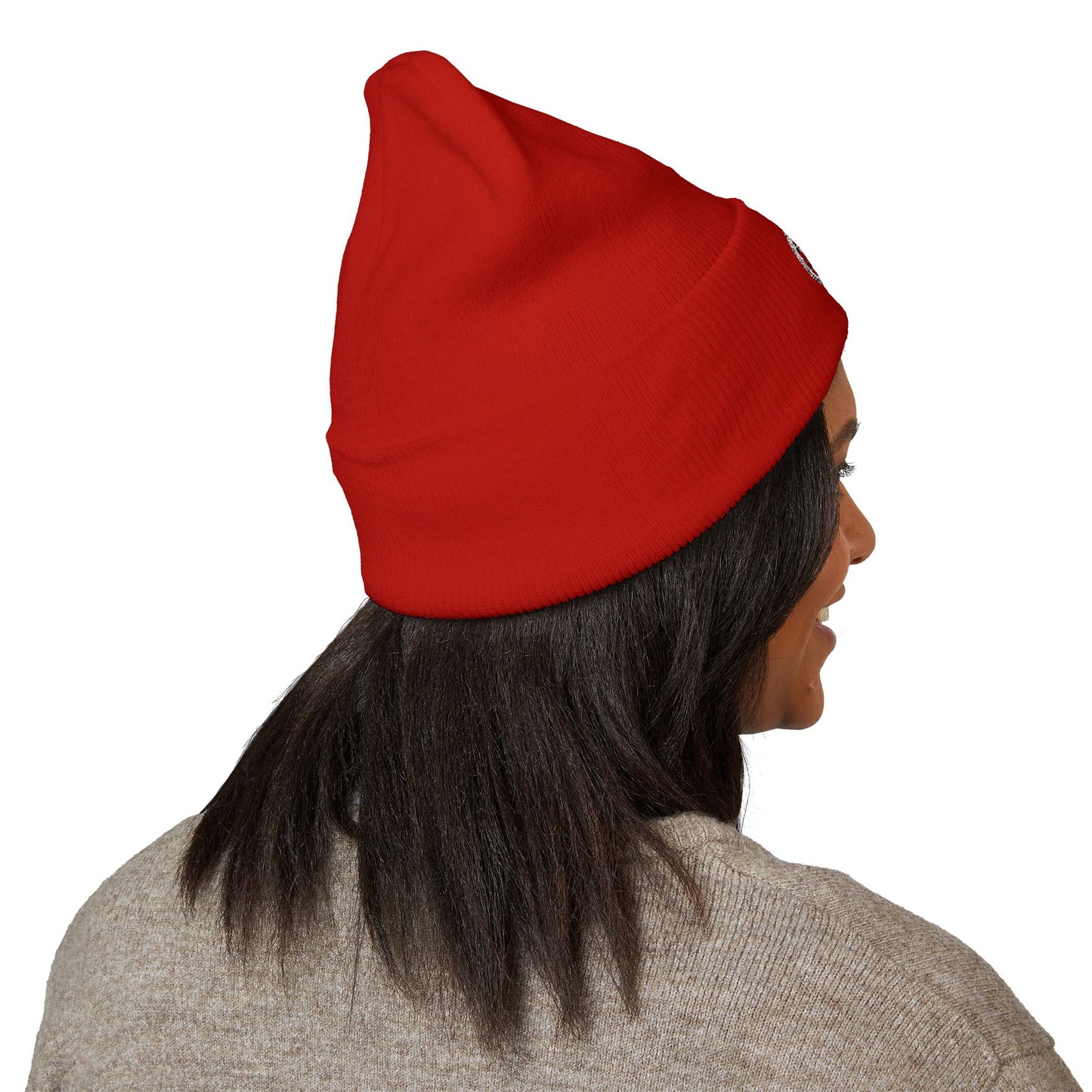 Adorn'd Logo Embroidered Classic Cuffed Beanie - Starlight White