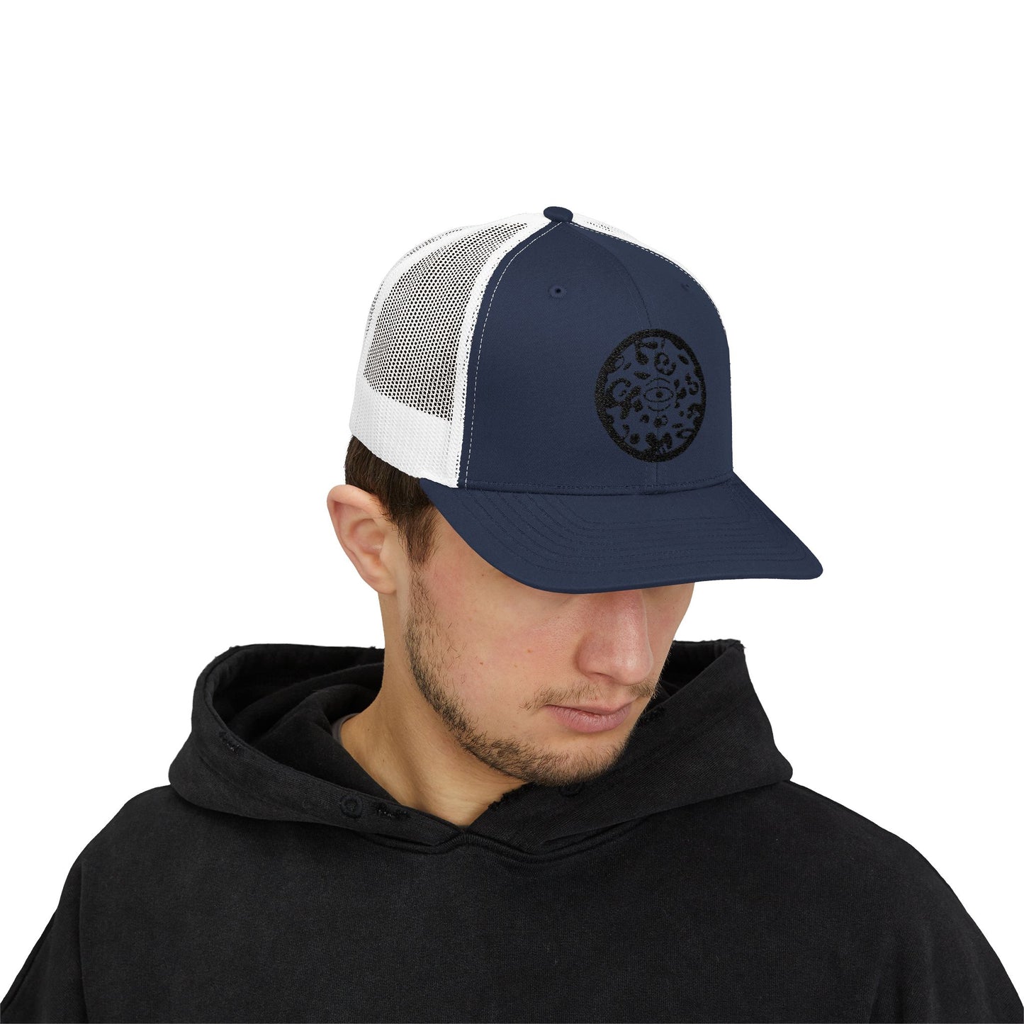 Adorn'd Logo Embroidered Retro Trucker Hat - Smoke Signal Black