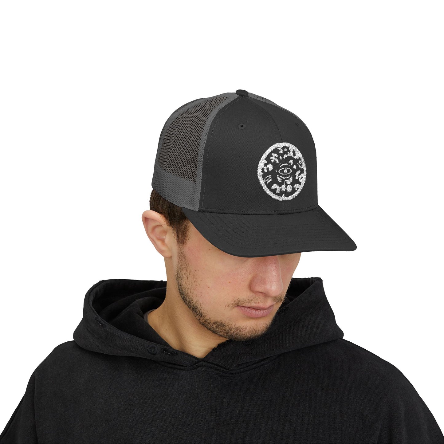 Adorn'd Logo Embroidered Retro Trucker Hat - Starlight White