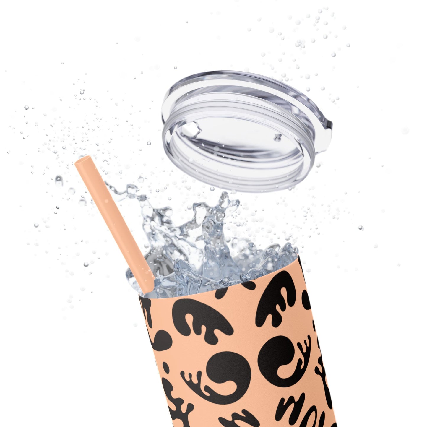Mirror Work Skinny Color Tumbler w Straw - Smoke Signal Black Print