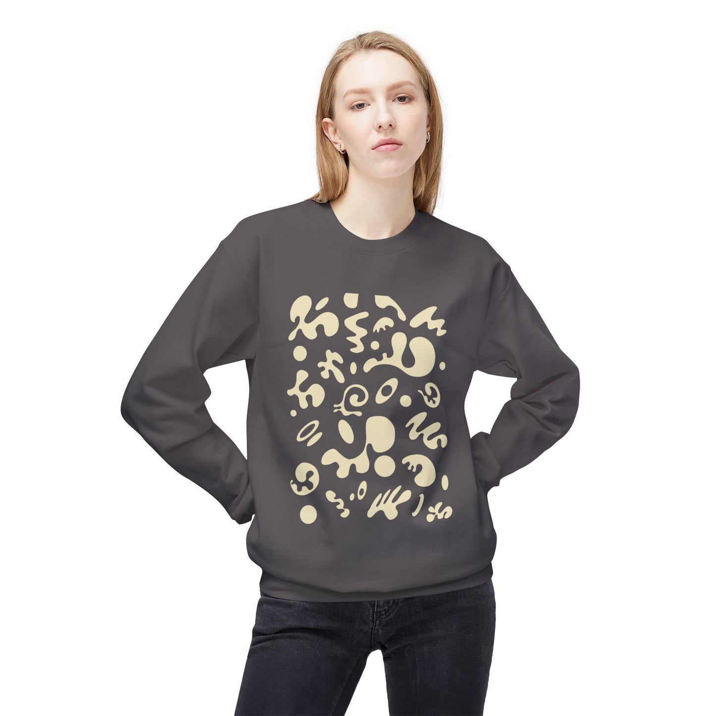 Pure Imagination Unisex Midweight Softstyle Fleece Crewneck Sweatshirt - Blank Page White Print